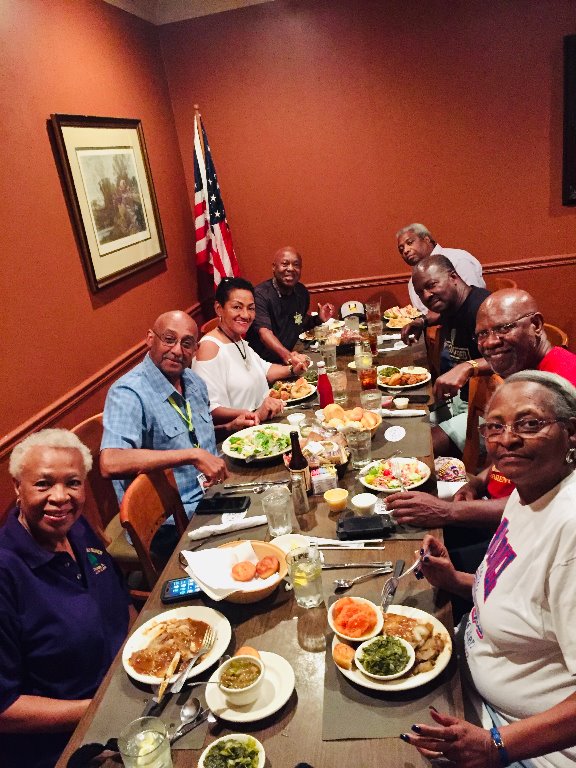 Tiger Team (plus James E), Eating at Crystal Grille: 
Lucille, James E, Christine, Andrew, Solomon, Garner, Michael, Queen